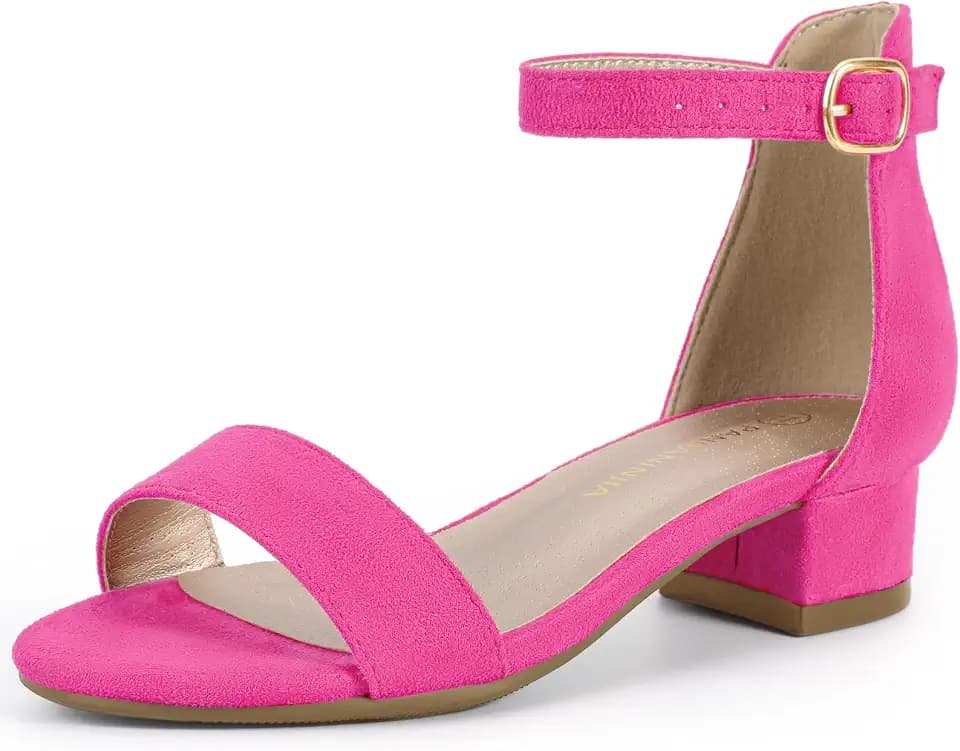 PANDANINJIA Girls Dress Shoes Toddler Kids Heels Sandals Flower Girl Shoes