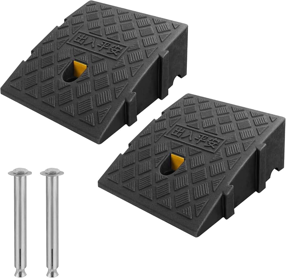 Bordsteinrampe Kunststoff Schwellenrampe 2 Stück tragbar Rampe Rollstuhl Türschwellenrampe robuste Rollstuhlrampe Fahrradrampe für Treppe Scooter (Schwarz, 25×27×13cm)