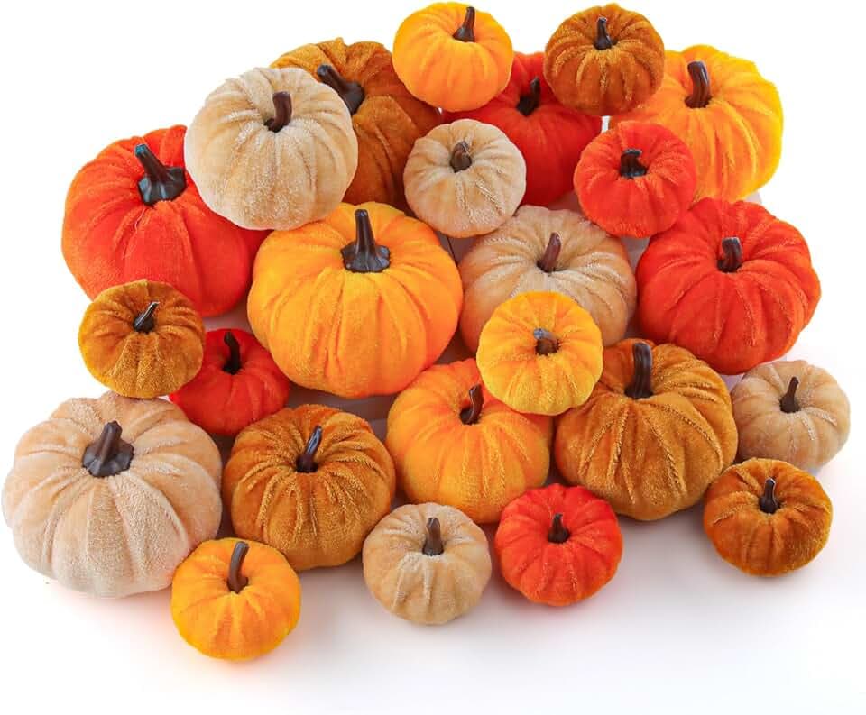 24 Stück Kürbis Deko Set Künstliche Mini Kürbisse Herbstdeko