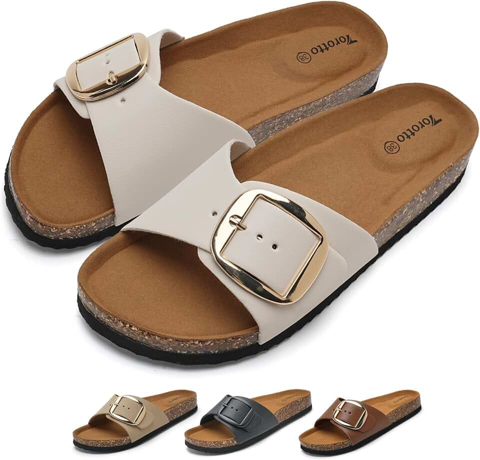 Torotto Pantoletten Damen Sandalen Latschen Schlappen Hausschuhe Bequeme Verstellbare Schnalle