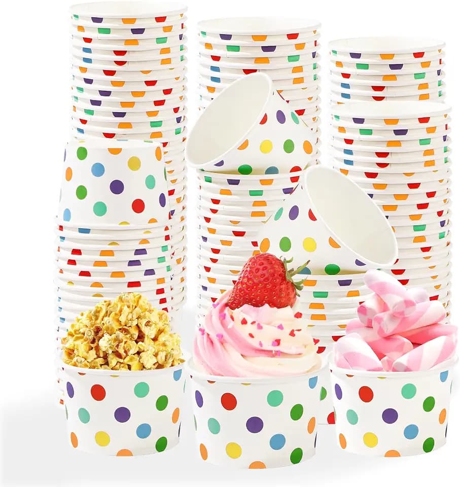 120Pcs 12oz Rainbow Ice Cream Cups for Hot or Cold Food