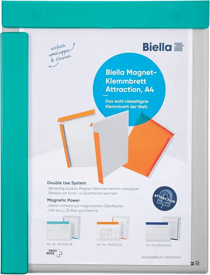 Exacompta 19393E Magnet-Klemmbrett 25 x 32,5 cm für DIN A4, türkis, ideal für Inventur und Lagerwirtschaft