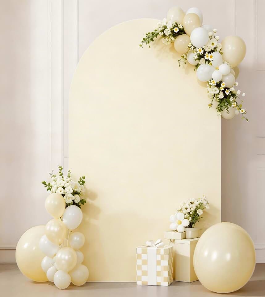 6 FT Ivory Arch Backdrop Cover for Wedding Decor Fitted Spandex Chiara Backdrop Stand Covers for Party Birthday Bridal Shower Engagement Photo Studio Backgrounds Decorations