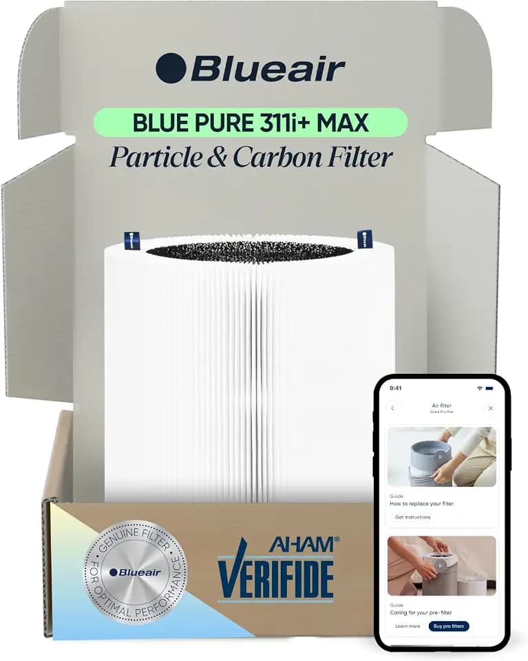 BLUEAIR Genuine Blue Pure F3MAX+ Replacement Filter for 311i+ Max Air Purifiers - AHAM Certified, HEPASilent Dual Filtration, Removes 99.97% of Particles & Odors, Genuine Carbon Filter
