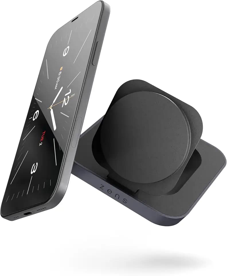 OtterBox Zens Magnetic Nightstand Wireless Charger, kabelloses MagSafe und Qi-Ladegerät (15 W) für iPhone, AirPods, inkl. 20-W-Netzteil (EU,UK,US) und integriertem 1,5-m-Kabel, Schwarz