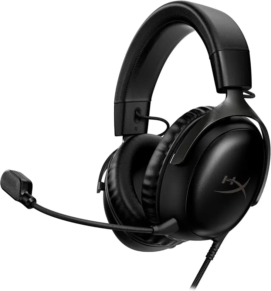 HyperX Cloud III – Wired Gaming Headset, PC, PS5, Xbox Series X|S, Angled 53mm Drivers, Spatial Audio, Memory Foam, Durable Frame, Ultra-Clear 10mm Mic, USB-C, USB-A, 3.5mm – Black