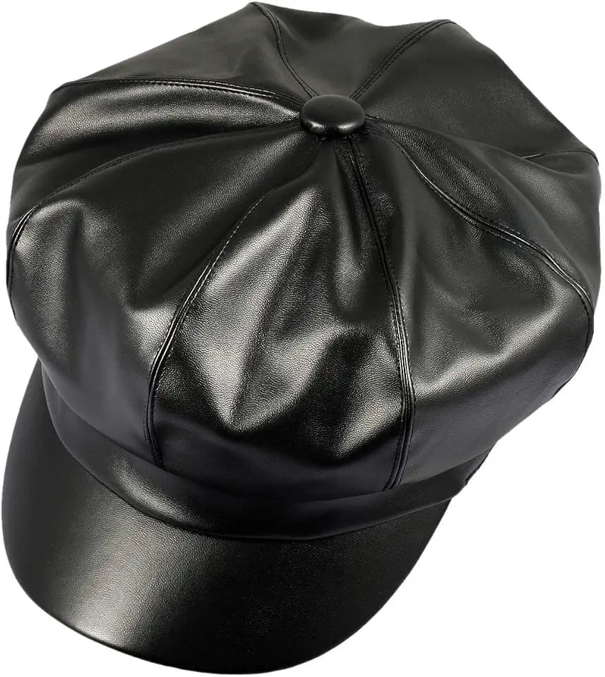KYEYGWO PU Leder Ballonmütze Achteckige Schirmmütze Alltag Damen