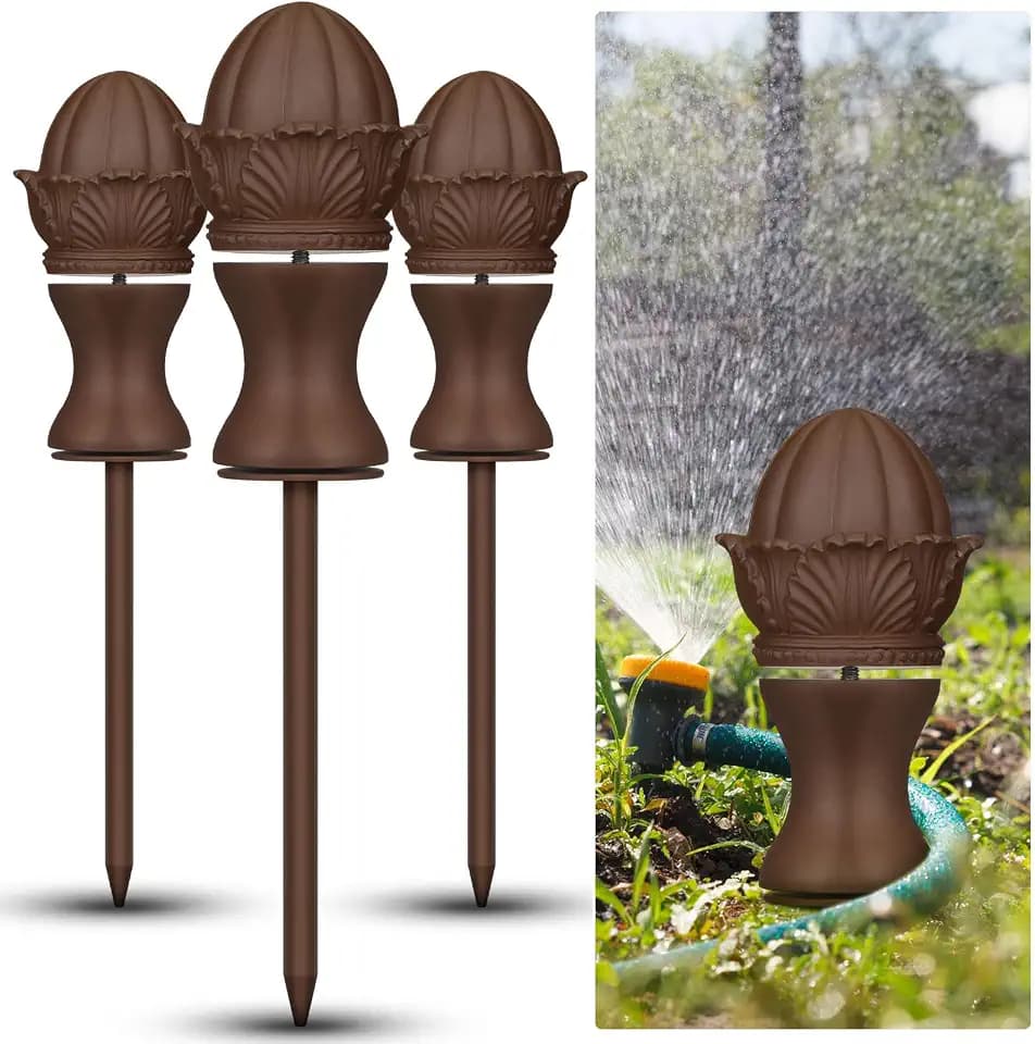 Tandefio 3 Pcs Garden Hose Guide Stake 12 Inch Heavy Duty Resin Hose, Brown