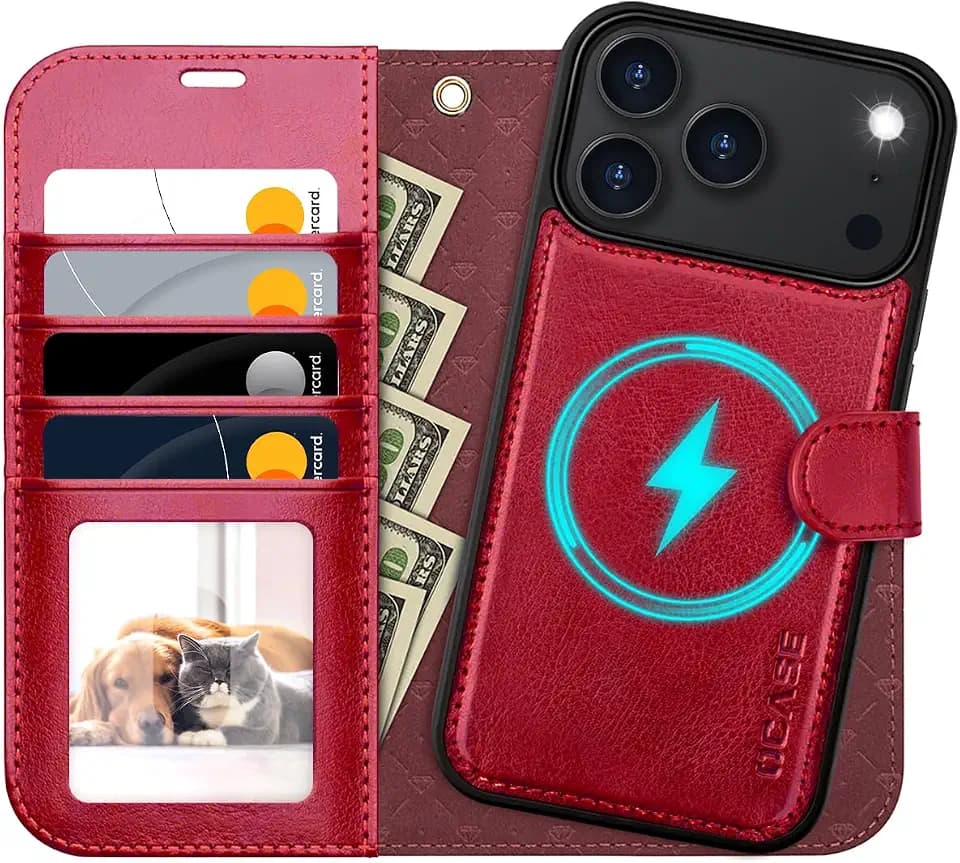 OCASE for iPhone 18 Pro Max/ 17 Pro Max Detachable Wallet Case, Red