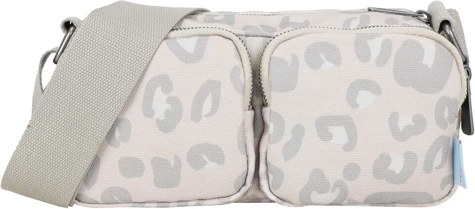 Fritzi Donny Cross Long Umhängetasche Canvas Damen Crossbody Handtasche Festival City vegan Baumwollmix 2 Reißverschlussfächer 12 x 26 x 9 cm – Pink, Grün, Rosa, Beige
