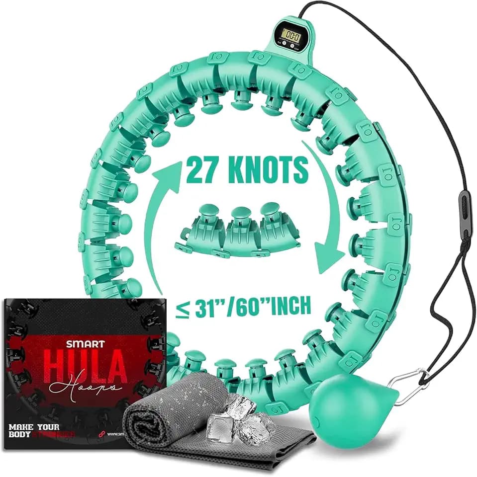 Active 100 Smart Hula Hoop, Gewichteter Hula Hoop, Verstellbarer Fitness-Übungs Hula-Hoop, 27 abnehmbare Knoten/Glieder