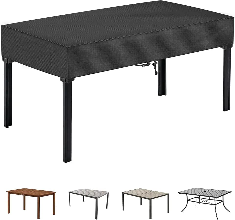 TOHONFOO Waterproof Rectangular Patio Table Cover, 100" x 50" x 6", Black
