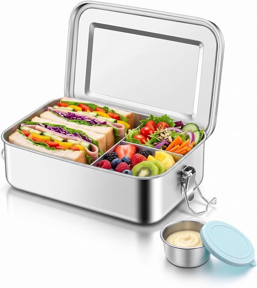 TeamFar Stainless Steel Bento Box, 47oz/1400ml Lunch Box for Adults/Kids
