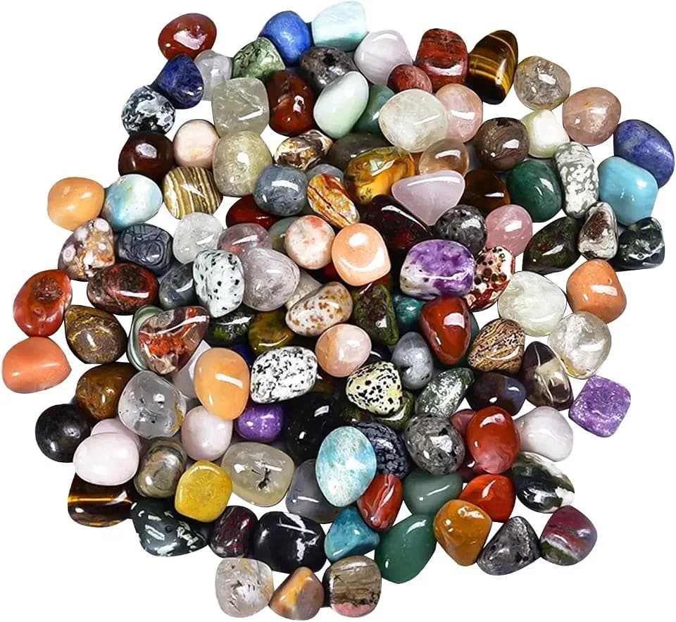 800g Edelsteine 2-3cm, Edelstein Set - Bunter Mix an Natürliche Trommelsteine, Halbedelsteine Schmucksteine für Dekoration, Bastelmaterial für Erwachsene