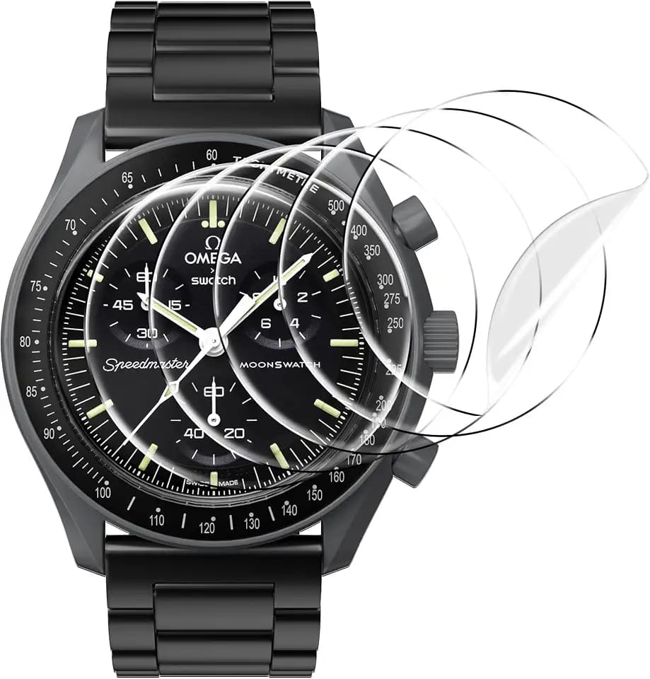 Stanchev Crystal Protector for Moonswatch,Soft TPU Anti-Scratch Screen Protector Compatible with Swatch Omega Moonwatch,HD Clear Screen Protector Cover for Omega x Swatch Moonswatch 5 Pack