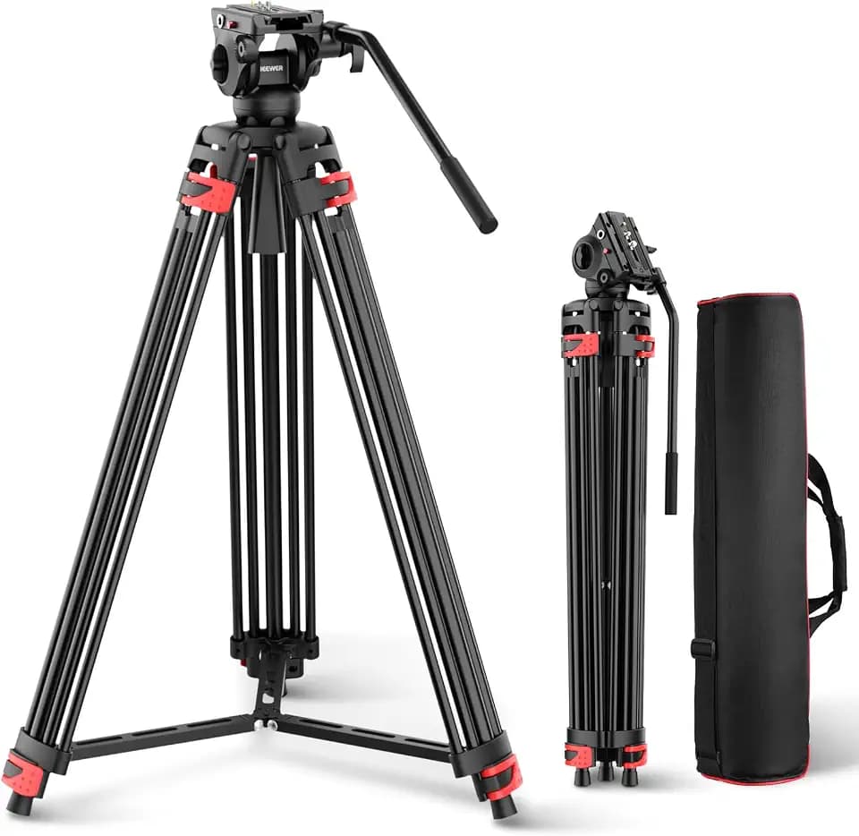 NEEWER Basics 74" Video Tripod with Fluid Head, Metal Camera Stand, TP37