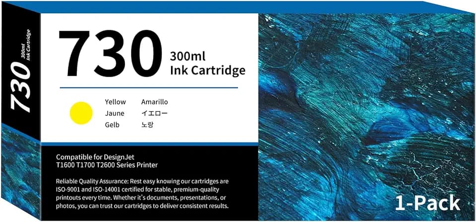 Compatible Replacement for HP 730 Ink Cartridges 300ml Yellow P2V70A