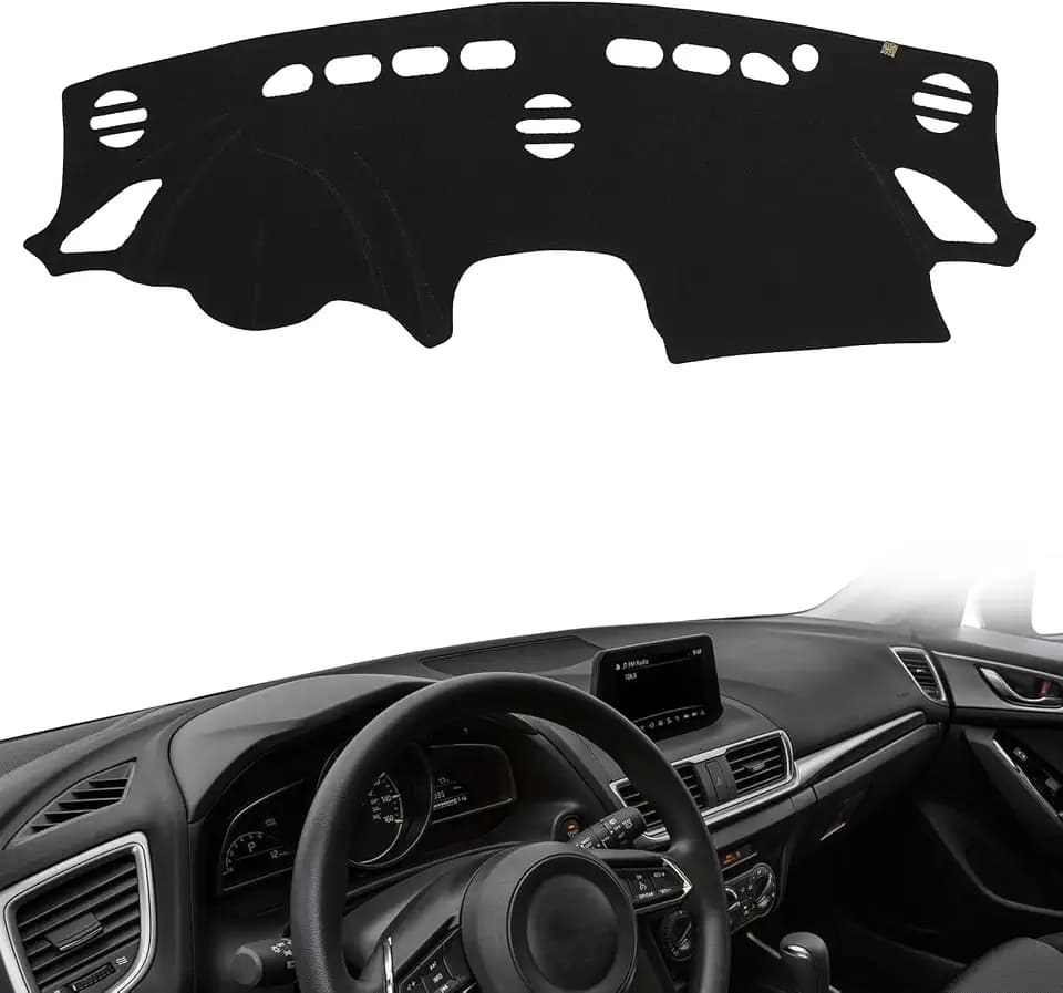 AUQDD Dashboard Cover Mat Fit for 2014 2015 2016 2017 2018 Ma-zda 3, Black Flannel Dash Mat, Anti-Glare, Anti-Reflection, No Peculiar Smell - Fits Vehicle Without HUD Models