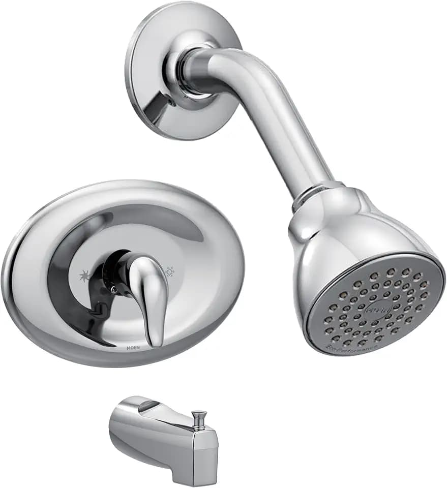 Moen TL2369EP Chateau Single-Handle Posi-Temp Eco-Performance Tub and Shower Trim Kit, Valve Required, Chrome, Showerhead, Lever Handle and Tub Spout Included