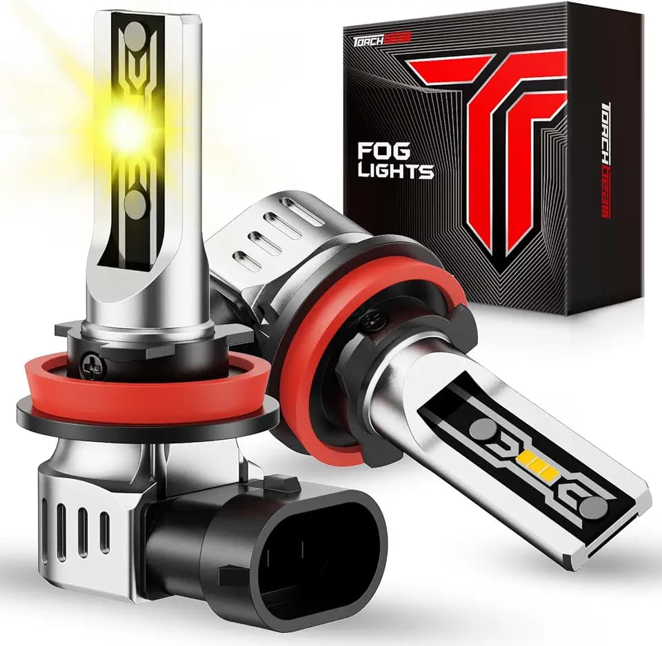 Torchbeam H11/H16/H8 LED Fog Light Bulbs Yellow, 12000 Lumen Upgrade,600% Brightness H11 Yellow LED Fog Lights, 1:1 Replacement For Cars,Trucks,and SUVs,3-minute quick installation,Pack of 2