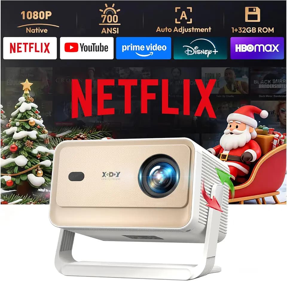 XGODY Gimbal N6 pro Smart Projector with Wifi6 and Bluetooth, 700 ANSI