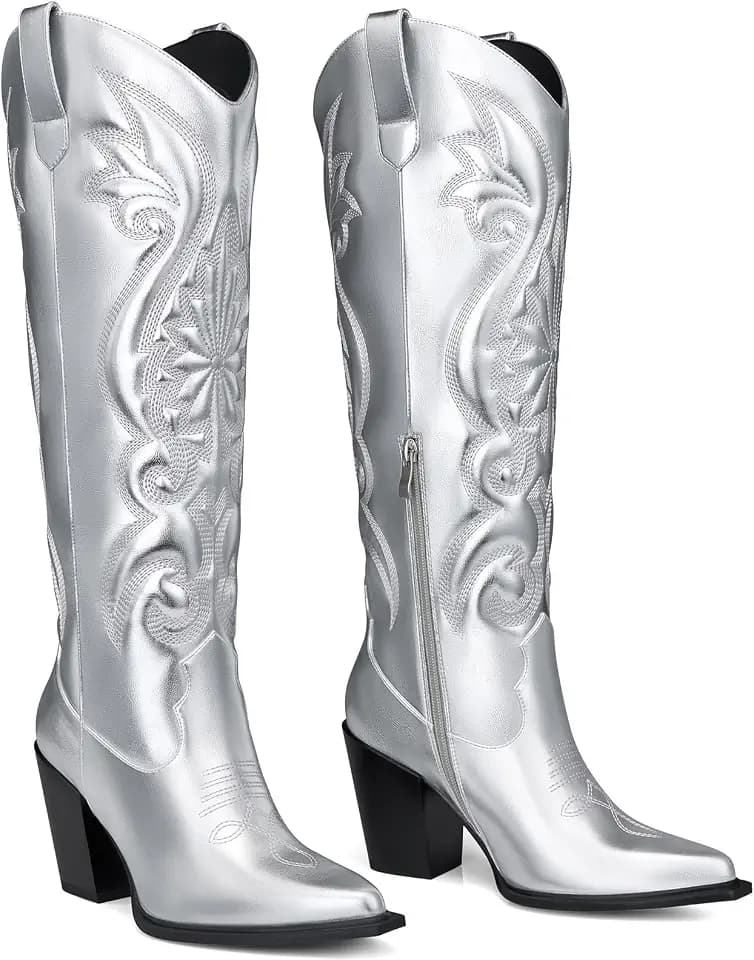 CELLENZ Women Western Cowboy Boots: Comfortable Wide Calf Knee High Boot