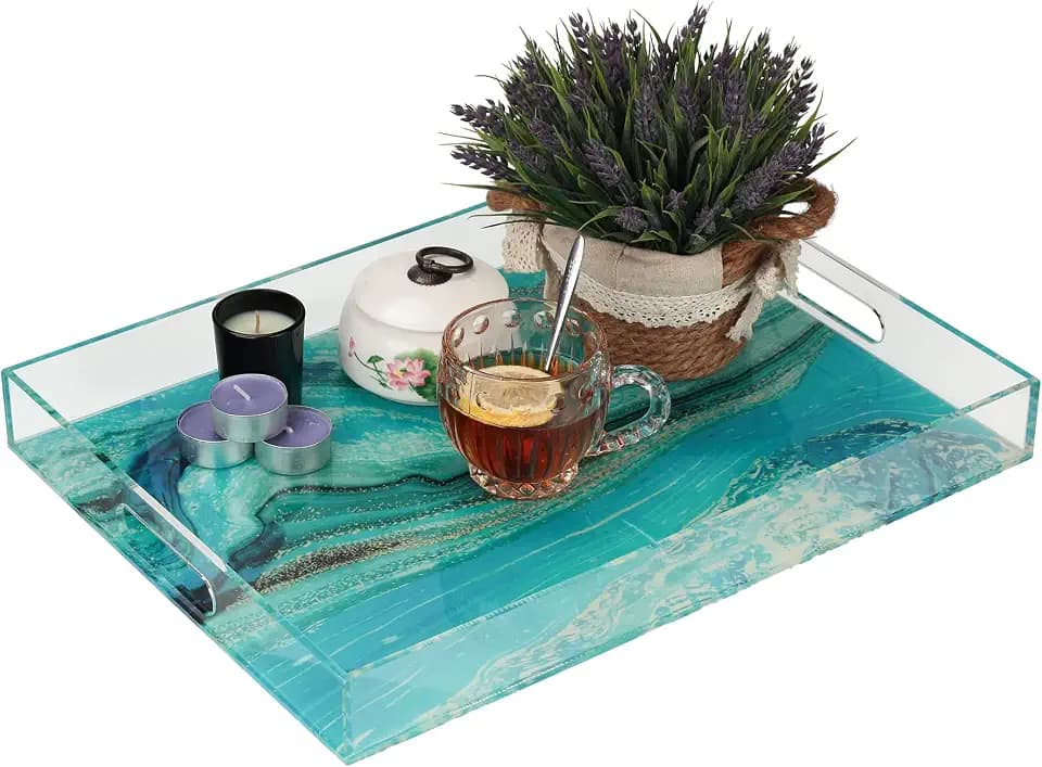 WORHE Acryl-Galaxie-Serviertablett mit Griff, Universelles ESS-Tablett