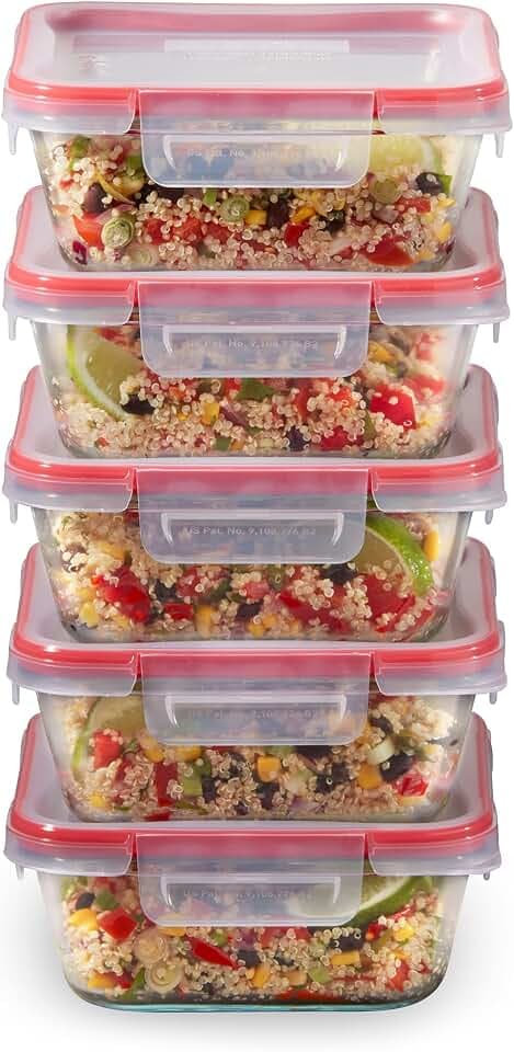 Pyrex Freshlock (5-Pack, 4 Cup) Glass Food Storage Containers Set
