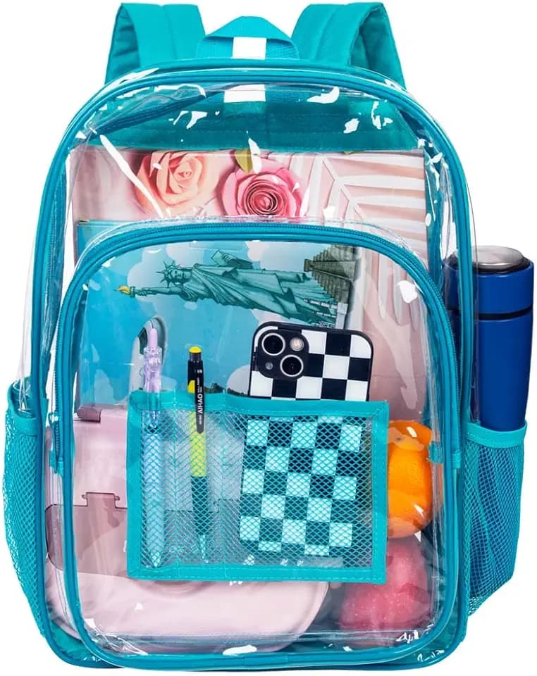 AGSDON Clear Backpack, Heavy Duty Transparent Bookbag, See Through PVC Backpacks for Women Men