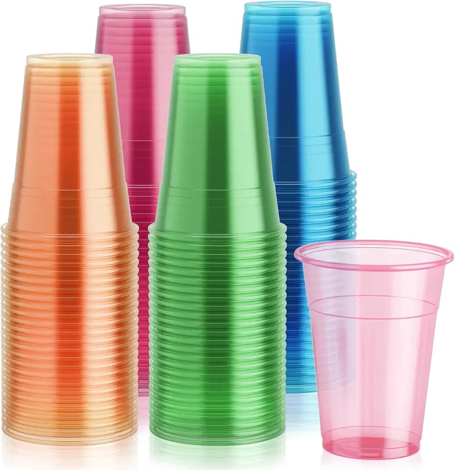 Lilymicky 100 Pack 16 oz Plastic Cups, Assorted Neon Glow Party Cups