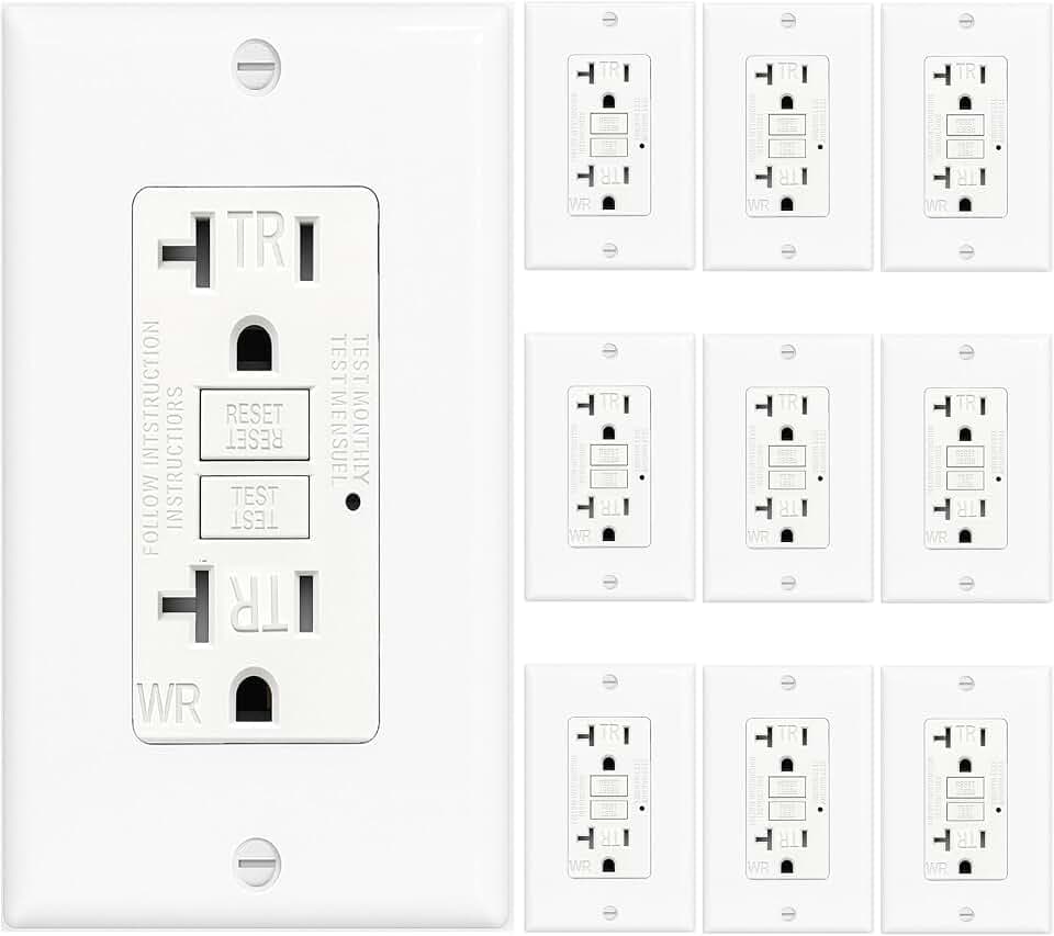 (20 AMP-10 Pack)LOONAVA GFCI Outlet WR White – Tamper Resistant, Weather Resistant GFI Receptacle with Self-Test, LED Indicator,UL Listed, Easy Install – Ground Fault Outlet for Outdoor Use & Bathroom