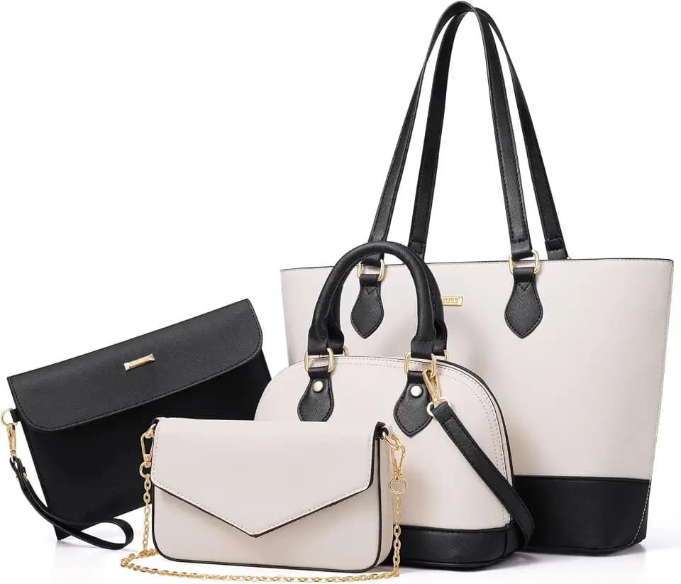 Bagsure 4-Piece Purses for Women, Tote Bag, Crossbody Bag and Wallet