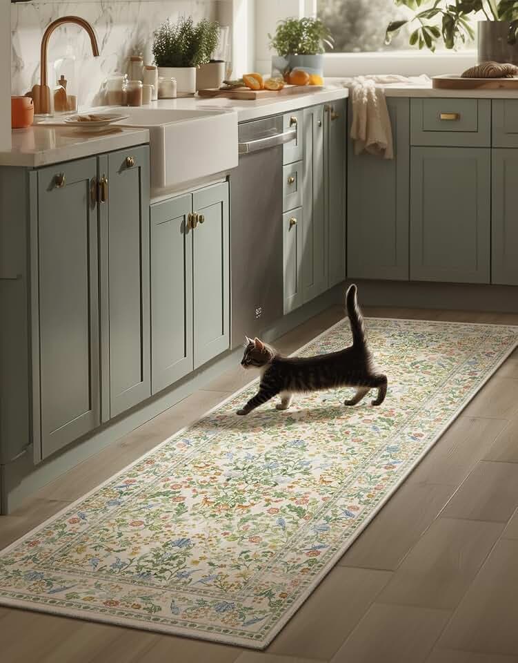 Washable Runner for Hallways Kitchen Rug: 2'6"x8' Runner Rugs Stain Resistant Non Slip Low Pile Soft Carpet Runners Rug for Entryway Indoor Kitchen Hallways Bedroom Beside Laundry Room