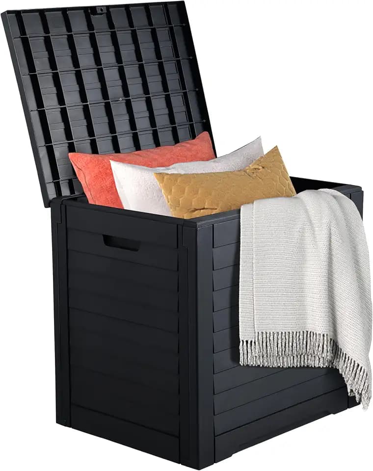 DWVO Louvered Large Deck Box w/Lockable Lid and Side Handles