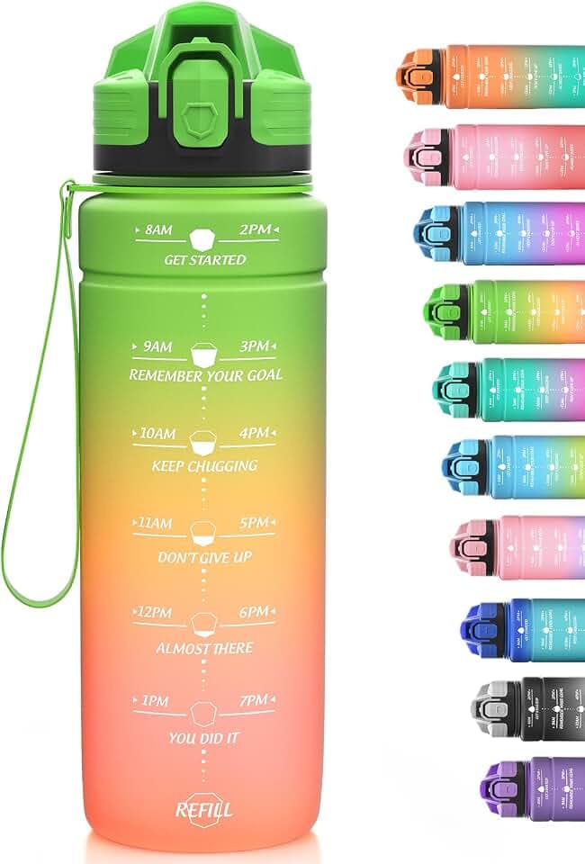 Sport Trinkflasche 500ml, 700ml, 1L, 1,5L Trinkflasche Kinder Auslaufsicher, BPA-frei Tritan Motivierende Wasserflasche mit Zeitmarkierung, Sportflasche für Kinder, Schule, Fitness, Gym