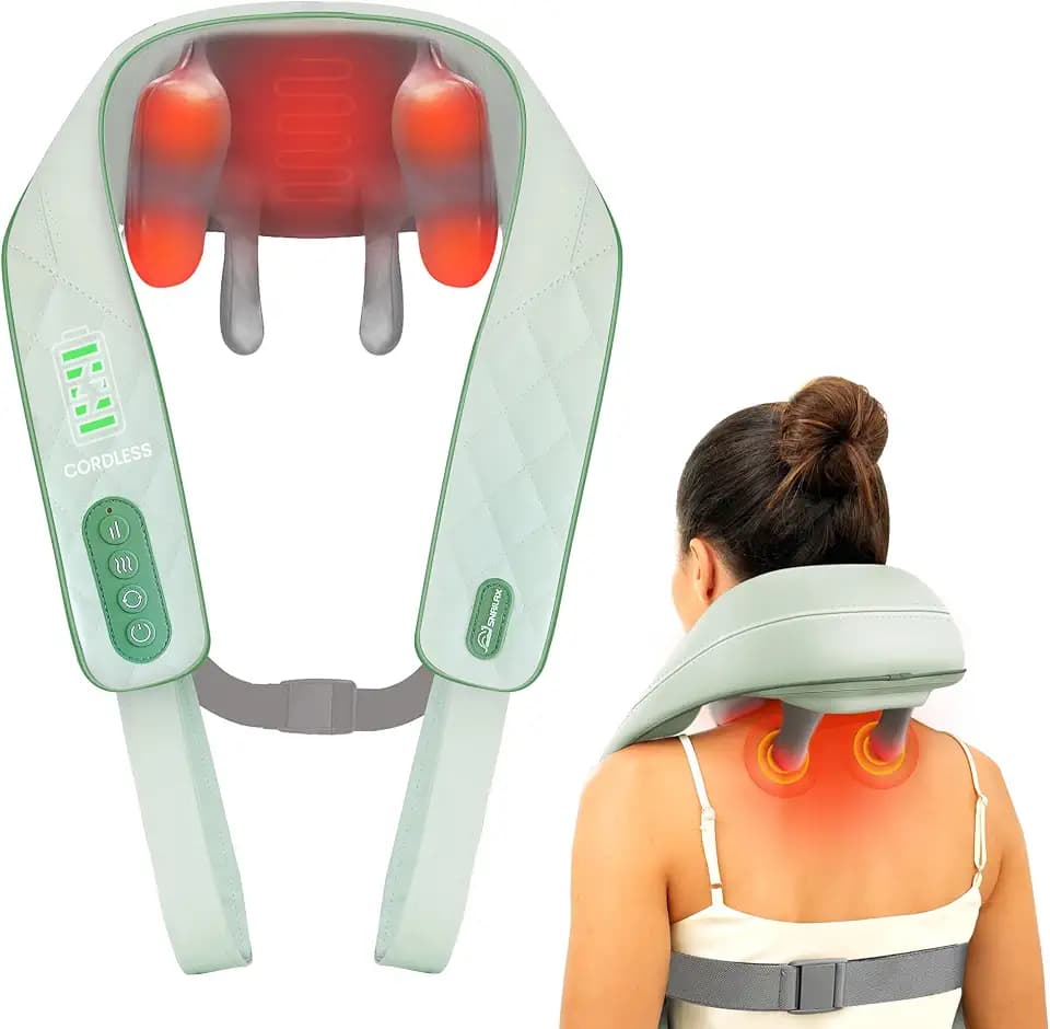 Snailax Schultermassage Gerät mit Wärme, 5 Heizzonen, Kabelloses, USB-C