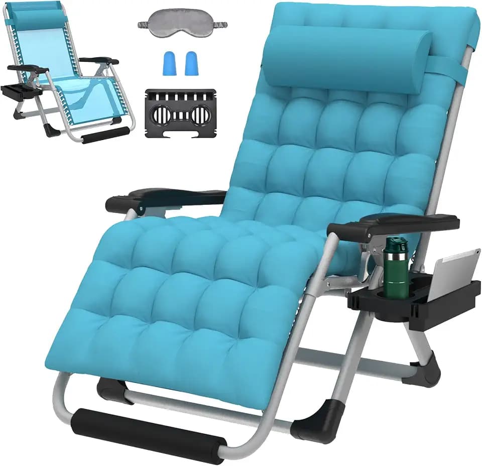 ZENPETIO Oversized Zero Gravity Chair, 33In XXL 500LBS with Cushion