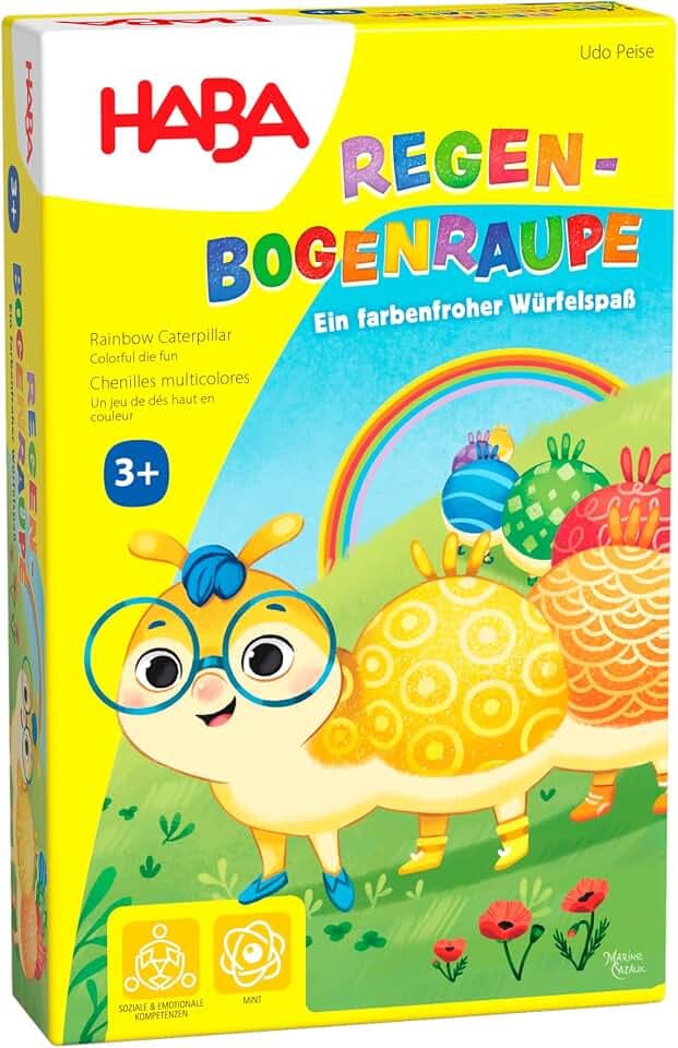 HABA Regenbogenraupe – Farbenspiel ab 3 Jahren für 2–4 Spieler
