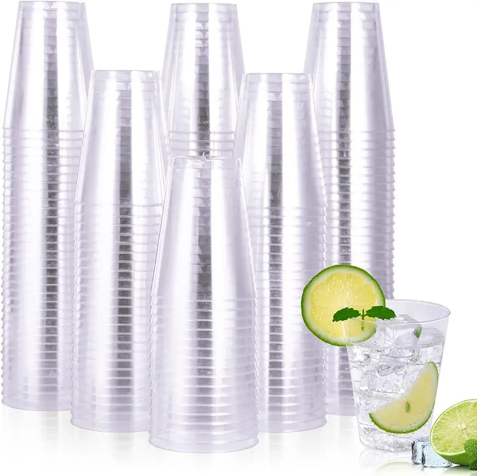 JOLLY CHEF 7 oz Clear Plastic Cups, 300 Pack Disposable Party Cups