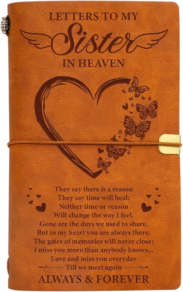 Vetbuosa Memorial Gifts for Loss of Sister-Leather Journal, Sympathy Gifts for Loss of Sister,In Memory of Sister,Bereavement Gifts for Loss of Sister,Remembrance/Funeral/Condolence Gifts for Loss of