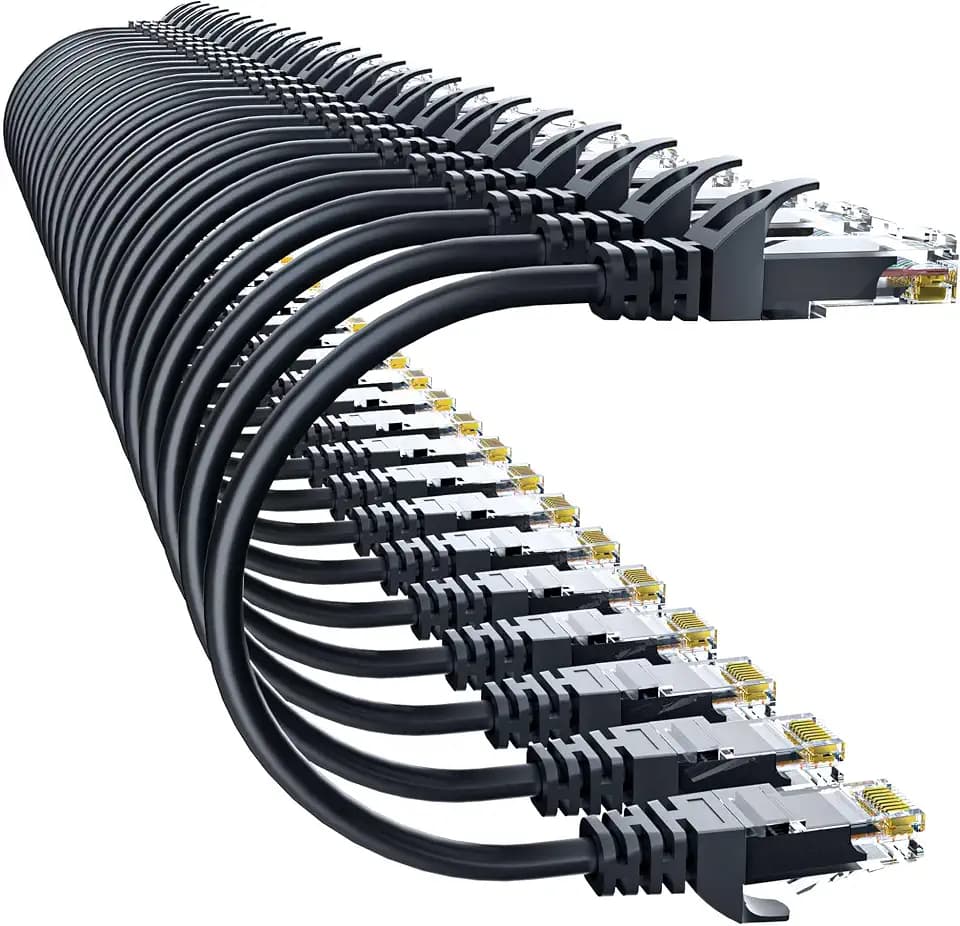 Cat 6 Ethernet Cable 0.5FT (24Pack), Cat6 Ethernet Patch Cable 10Gbps, High-Speed UTP Cat6 Network Cable Pure Copper, Cat 6 Cable for Home and Office Network, Black