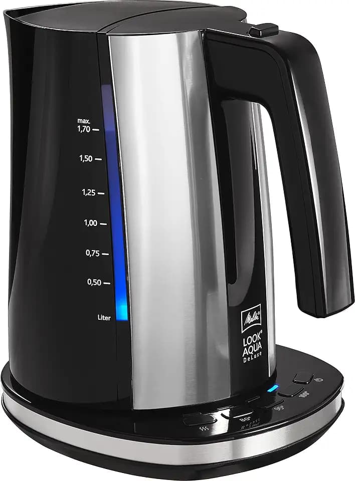 Wasserkocher - MELITTA - Look Aqua DeLuxe 1026-04 mit Temperatureinstellung (80 °C, 95°C, 100°C) für Tee & Babynahrung sowie Warmhaltefunktion, 1,7 L, 2400 W