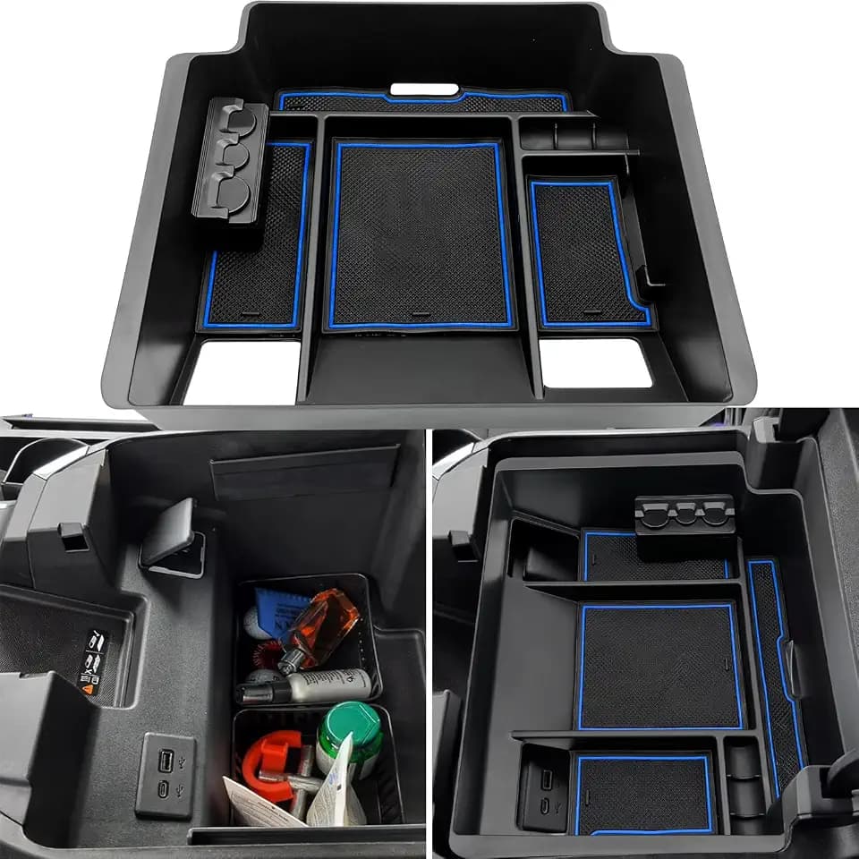 Center Console Organizer Tray fits for 2022-2026 GMC Sierra/Chevy Silverado 1500 Accessories,2024-2026 Silverado/Sierra 2500HD 3500HD (Wireless Charging With Full Console w/Bucket Seats Only)