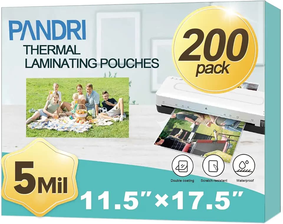 PANDRI 200 Pack Clear Thermal Laminating Sheets, 11.5 x 17.5-Inch, 5 Mil