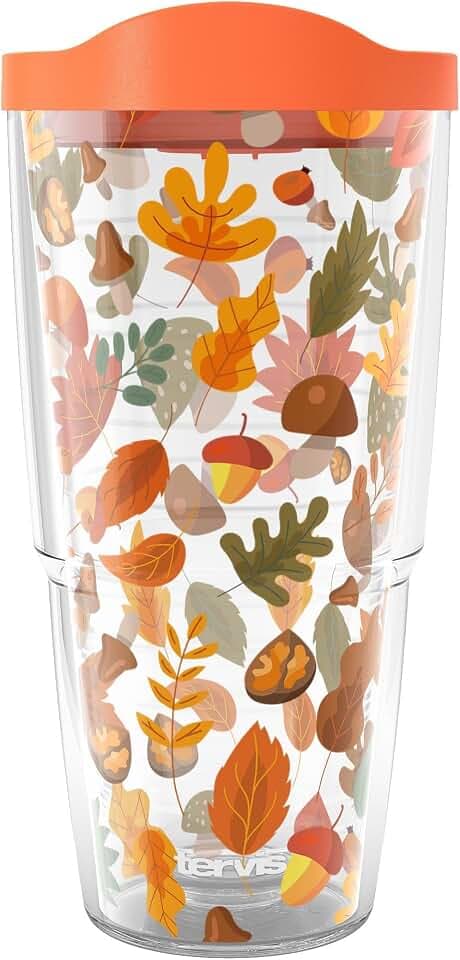 Tervis Awesome Autumn Fall Leaves Made in USA Double Walled Insulated Tumbler Travel Cup Keeps Drinks Cold & Hot, 24oz, Classic