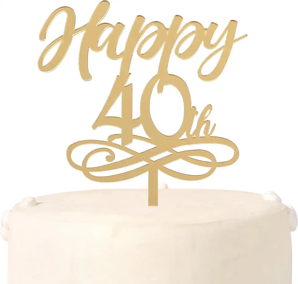 Happy 40th Cake Topper - 40th Birthday Party Decorations