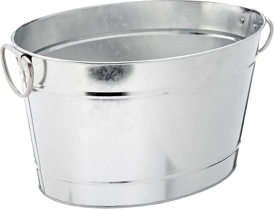 APS 36095 TIN Verzinkte Metall Getränkewanne mit Kunststoffeinsatz und soliden Ring-Griffen, 40 x 28 x 22 cm 11 ltr.…