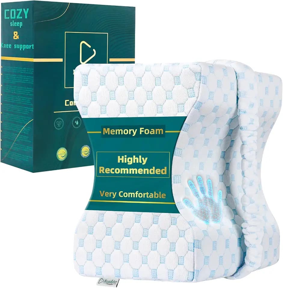 Kniekissen für Seitenschläfer Ergonomisches Beinkissen aus Memory-Schaum Atmungsaktiv Waschbarer Bezug Komfortkissen für Beine Schlafen Reisen Sofa