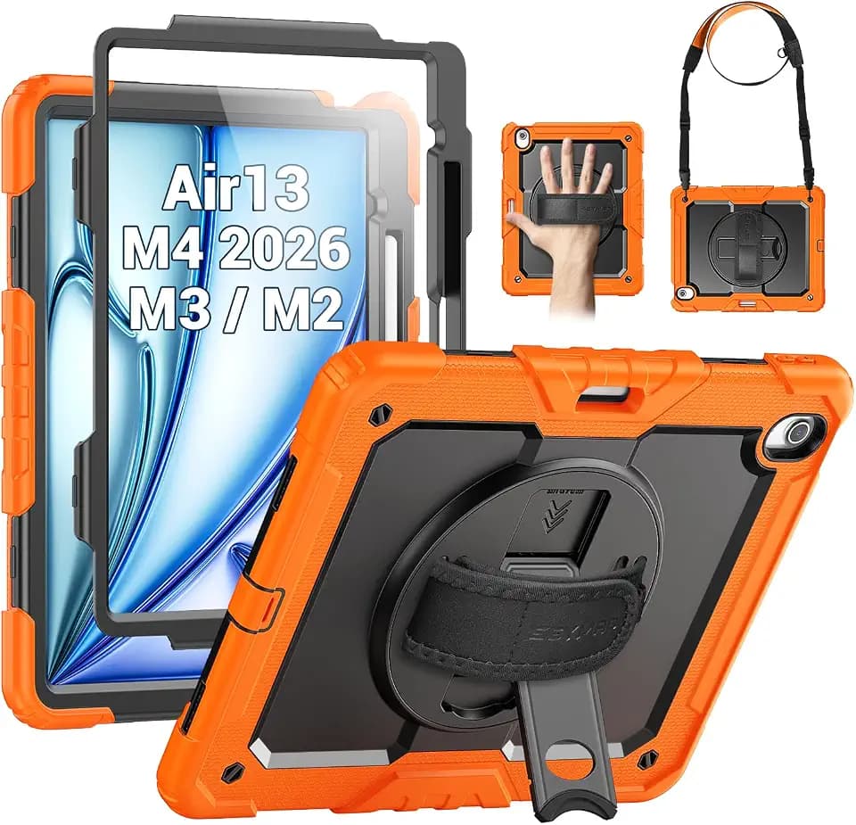 SEYMAC Case for iPad Air 13 Inch M4/M3/M2 (2026/2025/2024), Orange