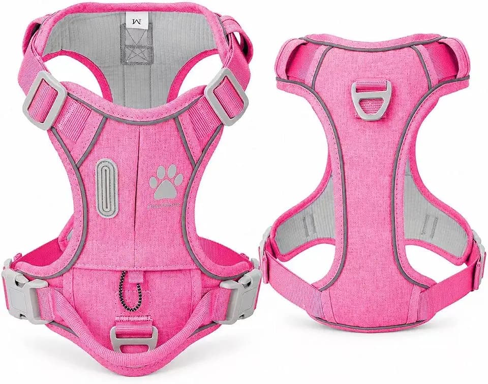 PawWave Dog Harness with GPS/AirTag & Poop Bag Pocket (Hot Pink, S)